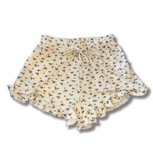 Off white floral pajama shorts lounge